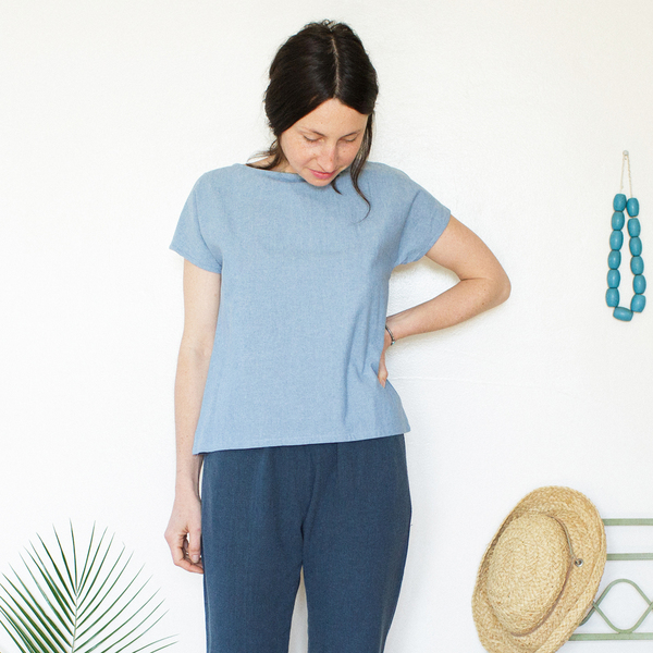 Me & Arrow Basic Tee - Lt. Indigo Chambray Me & Arrow Basic Tee - Lt. Indigo Chambray