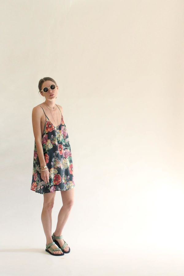 Strathcona Silk Camisole Dress in Watercolour Bouquet Strathcona Silk Camisole Dress in Watercolour Bouquet