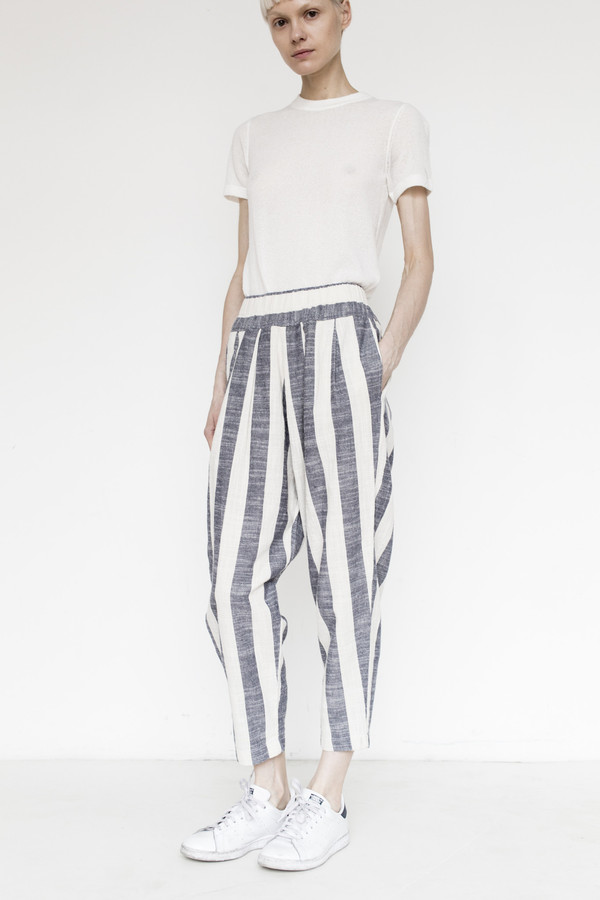 Black Crane Linen Carpenter Pant - Fat Stripe Black Crane Linen Carpenter Pant - Fat Stripe