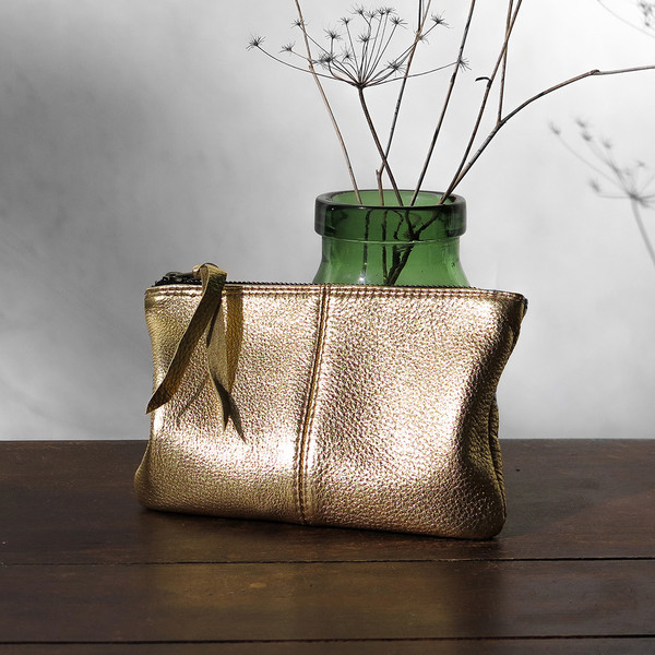 Erica Tanov Metallic Leather Makeup Bag Erica Tanov Metallic Leather Makeup Bag