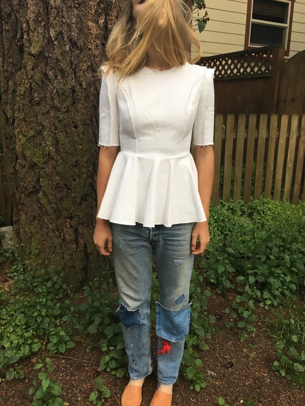 Alexa Stark white denim peplum tee Alexa Stark white denim peplum tee