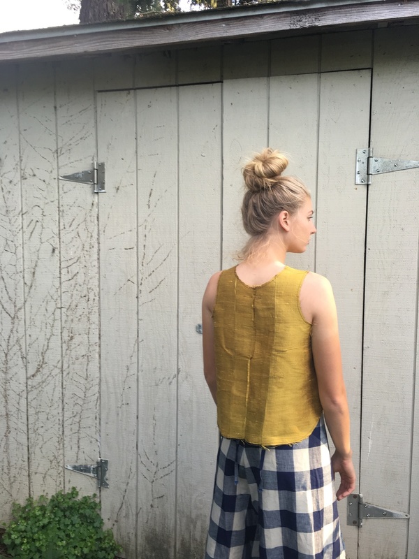 Alexa Stark gold silk patchwork tank Alexa Stark gold silk patchwork tank