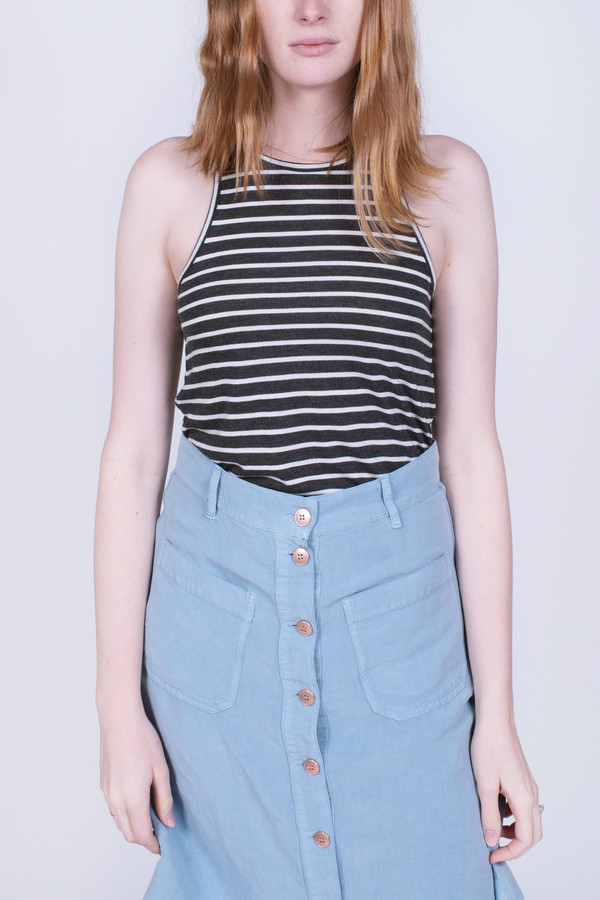 The Lady & the Sailor Jersey Tee Charcoal Stripe The Lady & the Sailor Jersey Tee Charcoal Stripe