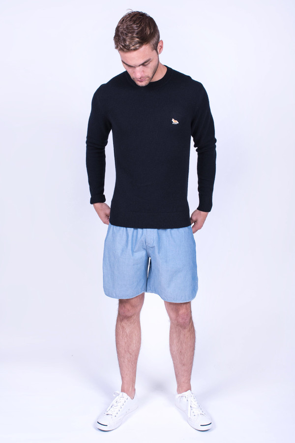 Men's Maison Kitsune Lambswool Round Neck Sweater Men's Maison Kitsune Lambswool Round Neck Sweater