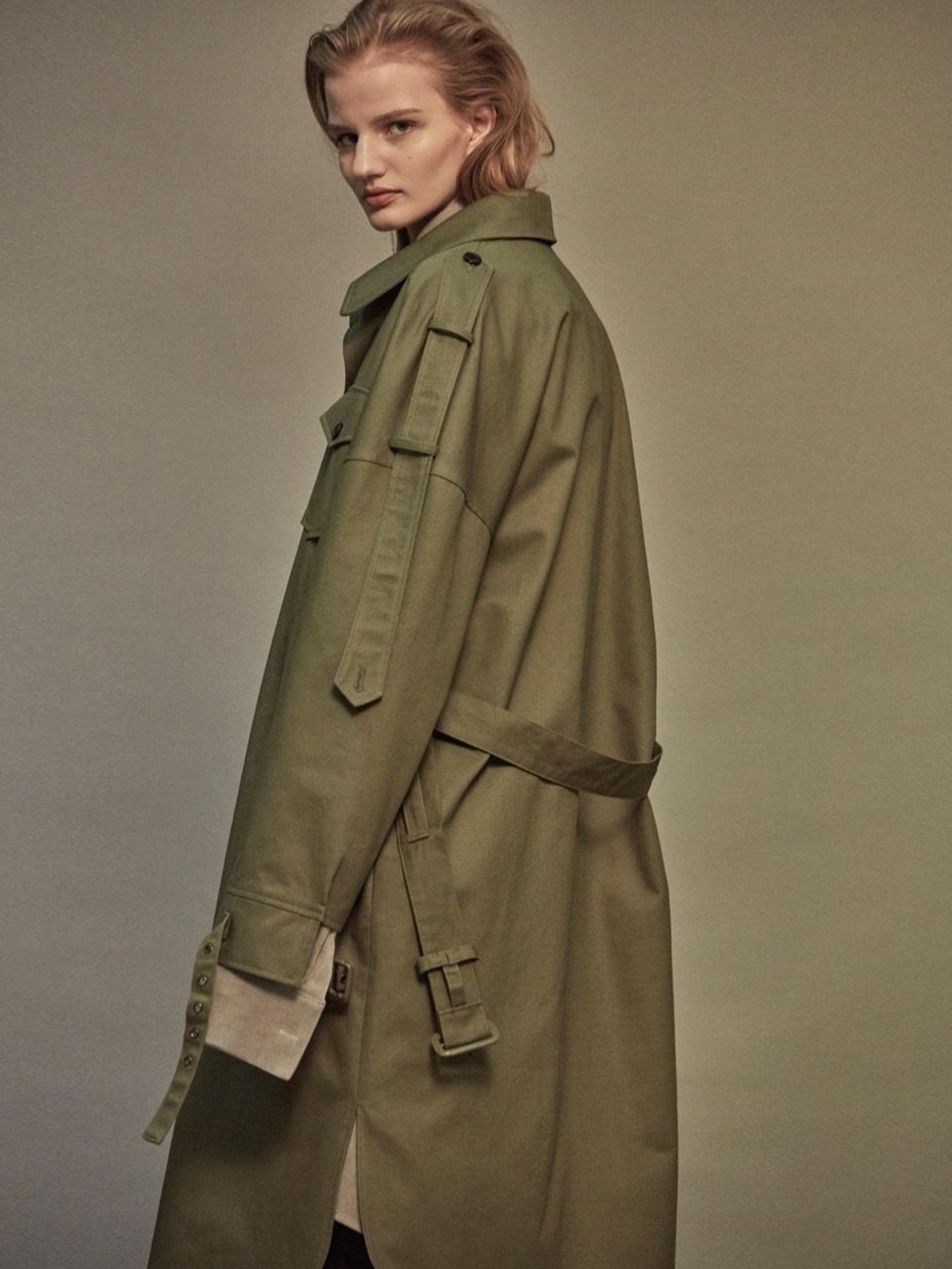 Oversized khaki trench coat Clearance