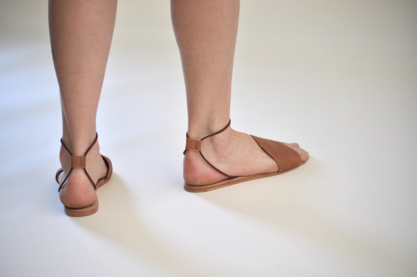 The Palatines Refero Sandal - Rust Leather with Wine Elastic The Palatines Refero Sandal - Rust Leather with Wine Elastic