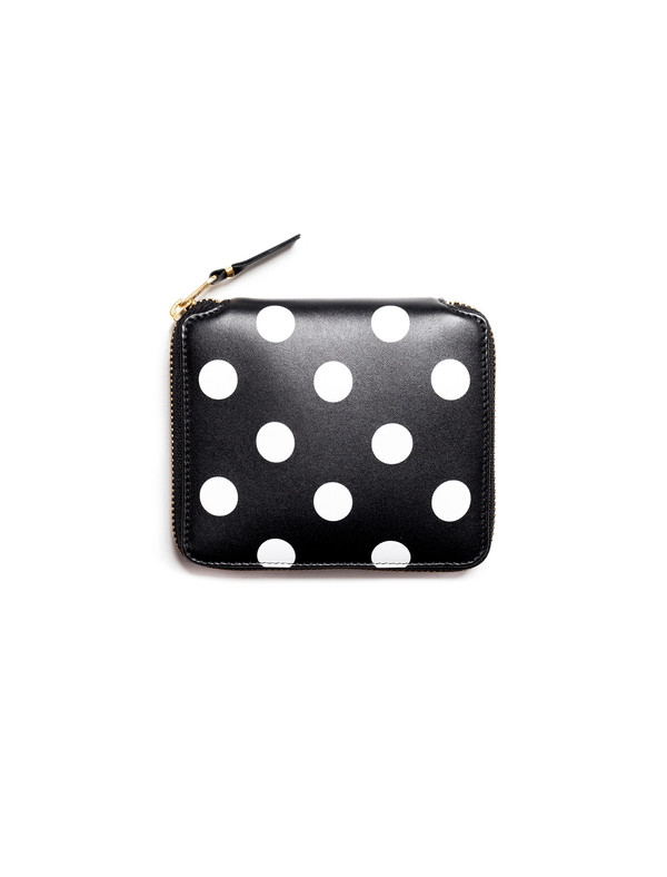 Comme des Garcons Polka Dots Printed Full Zip Wallet - Black Comme des Garcons Polka Dots Printed Full Zip Wallet - Black