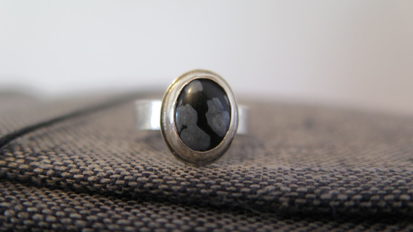 Gem spell snowflake Obsidian Ring Gem spell snowflake Obsidian Ring