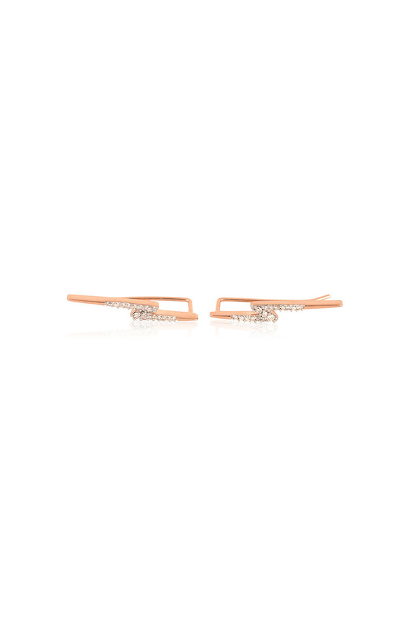 Adina Reyter Pave Lightning Bolt Wing Earrings 14k Rose Gold White Diamonds Adina Reyter Pave Lightning Bolt Wing Earrings 14k Rose Gold White Diamonds