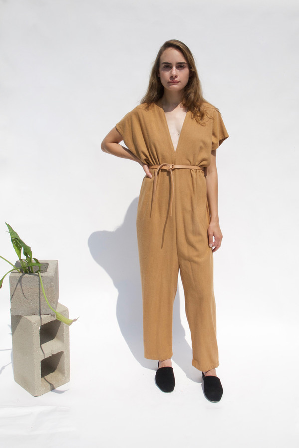 Miranda Bennett Everyday Jumpsuit, Silk Noil in Camel Miranda Bennett Everyday Jumpsuit, Silk Noil in Camel