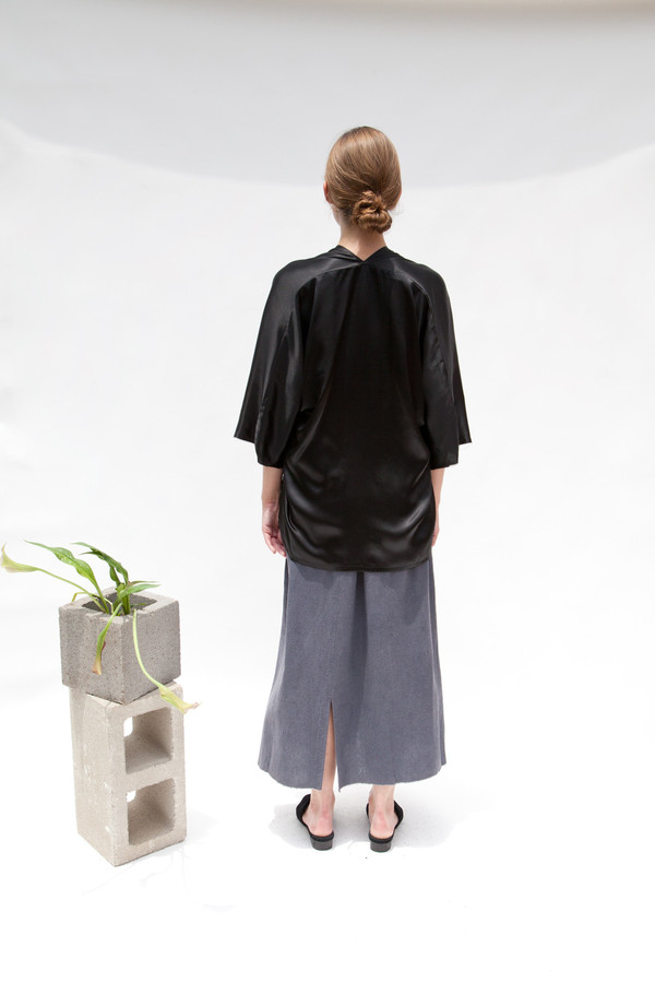 Miranda Bennett Muse Top, Silk Charmeuse in Black Miranda Bennett Muse Top, Silk Charmeuse in Black