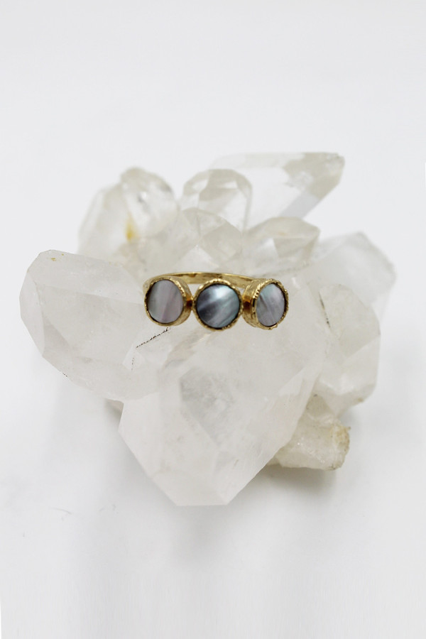 Sheila B Three Stone Mother of Pearl Ring Sheila B Three Stone Mother of Pearl Ring