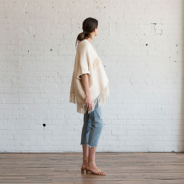 Apiece Apart V-Neck Fringe Poncho Apiece Apart V-Neck Fringe Poncho