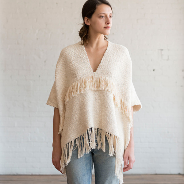 Apiece Apart V-Neck Fringe Poncho Apiece Apart V-Neck Fringe Poncho