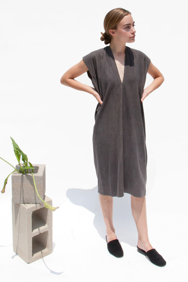 Miranda Bennett Everyday Dress, Silk Noil in Coal Miranda Bennett Everyday Dress, Silk Noil in Coal