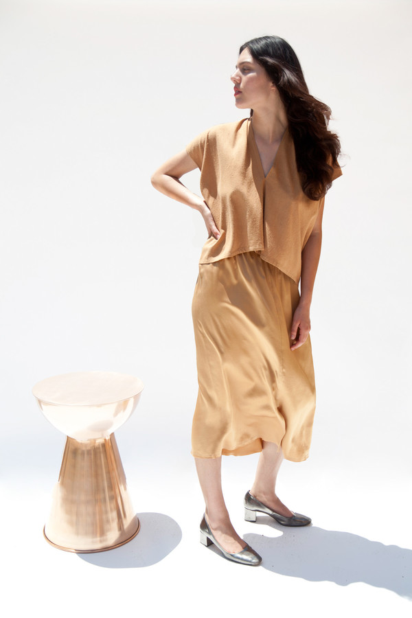 Miranda Bennett Everyday Top, Cropped, Silk Noil in Camel Miranda Bennett Everyday Top, Cropped, Silk Noil in Camel