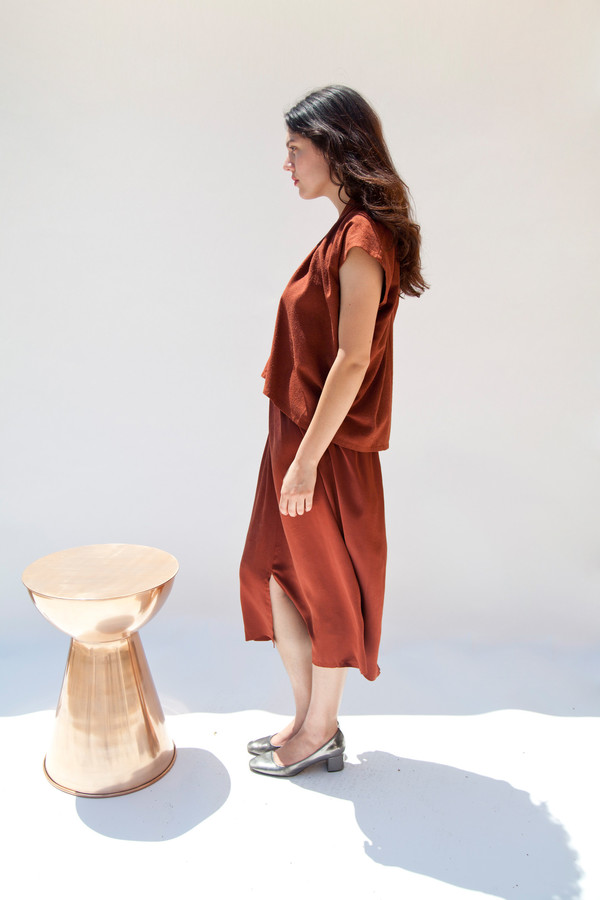 Miranda Bennett Everyday Top, Cropped, Silk Noil in Rust Miranda Bennett Everyday Top, Cropped, Silk Noil in Rust