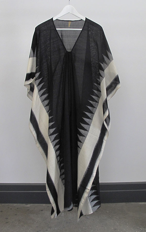 Two New York Ikat caftan with cream temple border Two New York Ikat caftan with cream temple border