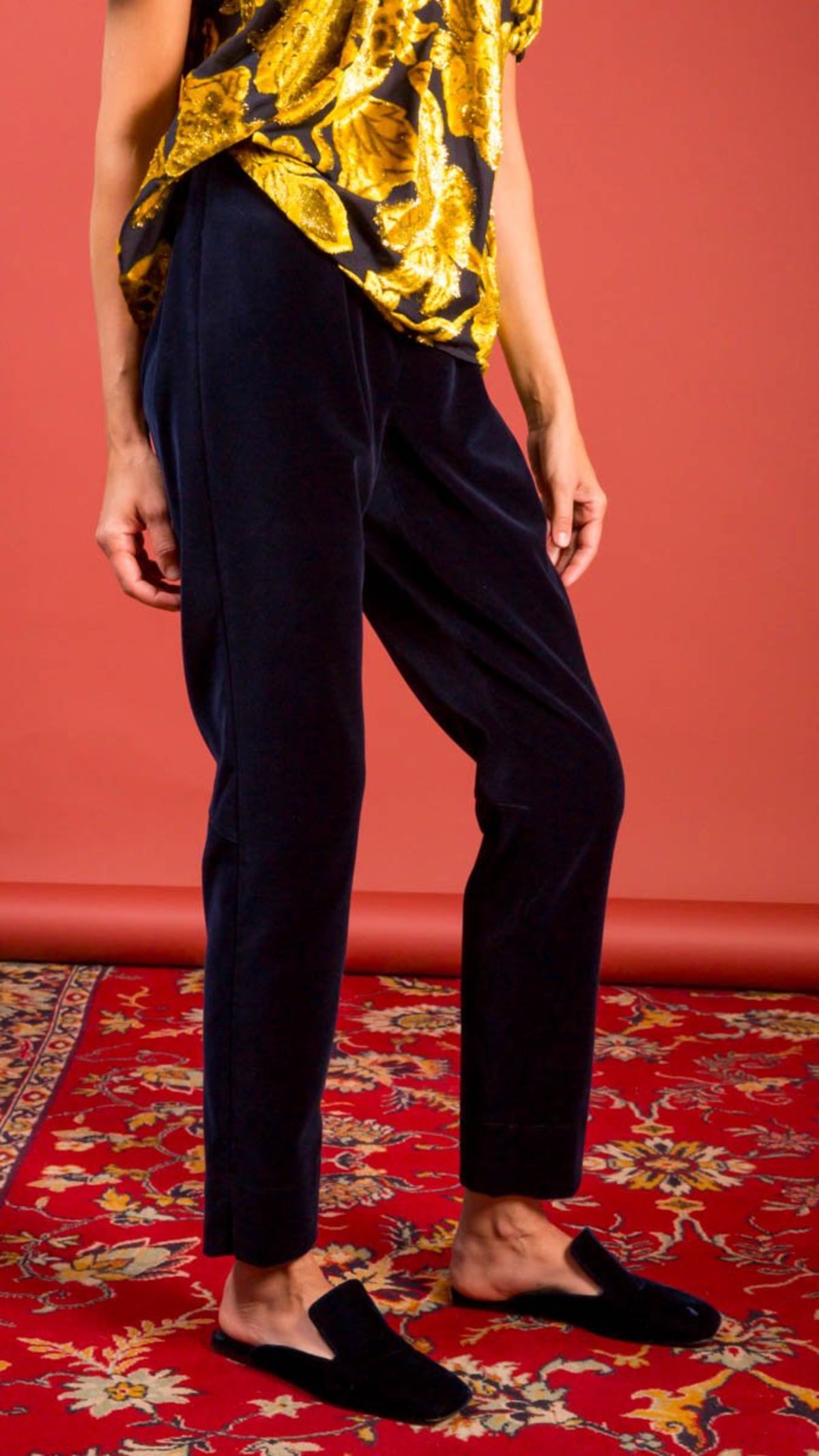 velvet straight leg pants