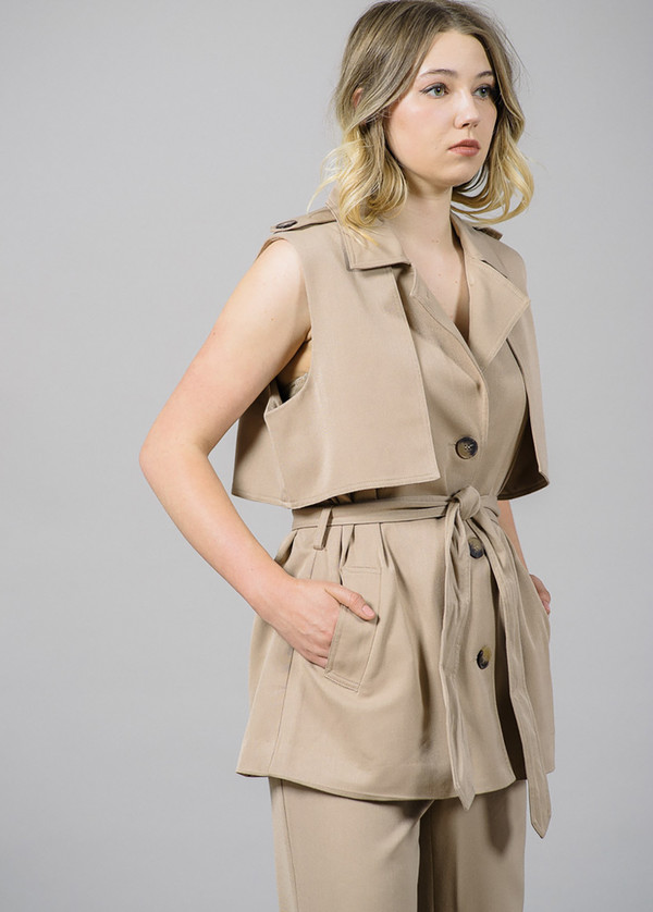 Ganni Brown Trench Detail Waistcoat Ganni Brown Trench Detail Waistcoat