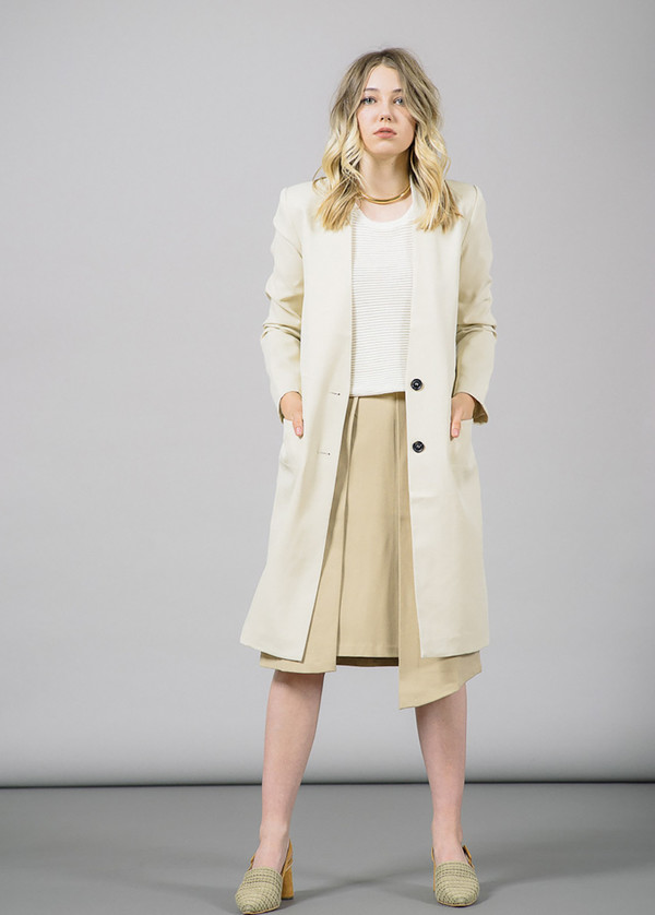 Whyred Olympia Long Coat with Zipper Slit Pockets Whyred Olympia Long Coat with Zipper Slit Pockets