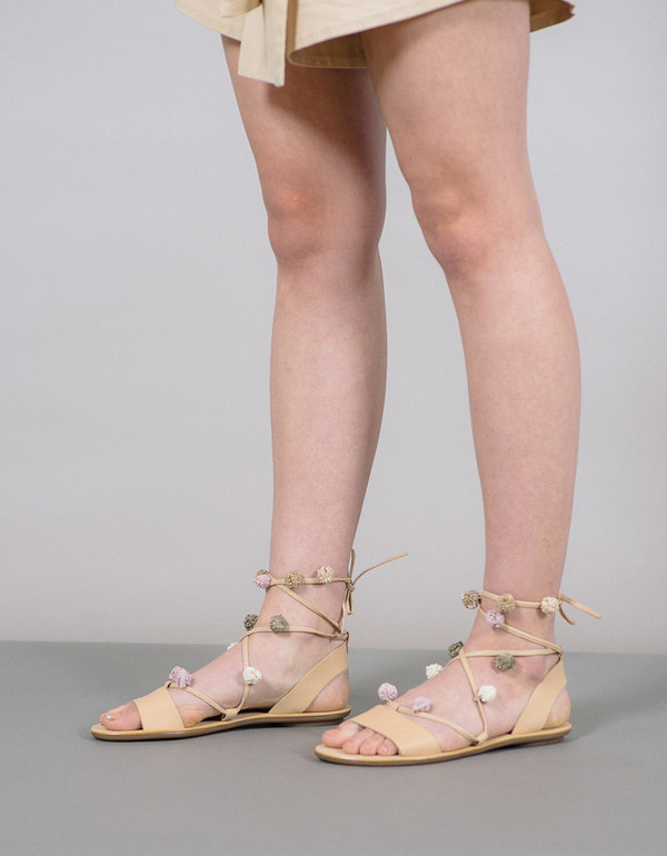 Loeffler Randall Saskia Pom Pom Lace Up Sandals Loeffler Randall Saskia Pom Pom Lace Up Sandals