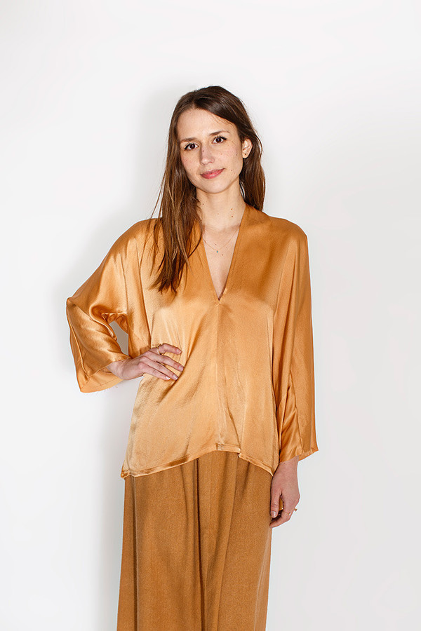 Miranda Bennett Muse Top, Silk Charmeuse in Sand Miranda Bennett Muse Top, Silk Charmeuse in Sand