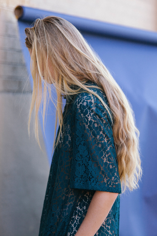 Kate Towers lace collar dress in spruce Kate Towers lace collar dress in spruce