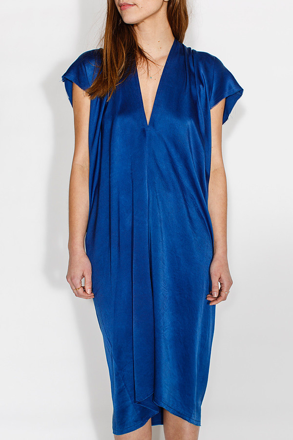 Miranda Bennett In-Stock: Everyday Dress, Silk Charmeuse in Indigo Miranda Bennett In-Stock: Everyday Dress, Silk Charmeuse in Indigo