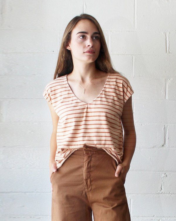 esby EVIE OVERSIZED TOP - BURNT ORANGE STRIPE/BLUSH esby EVIE OVERSIZED TOP - BURNT ORANGE STRIPE/BLUSH