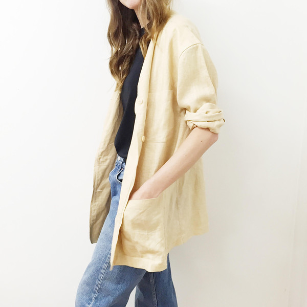 Johan Vintage Light Peach Linen Jacket Johan Vintage Light Peach Linen Jacket