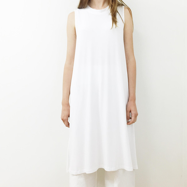 Shelby Steiner White Sleeveless T Shirt Dress Shelby Steiner White Sleeveless T Shirt Dress