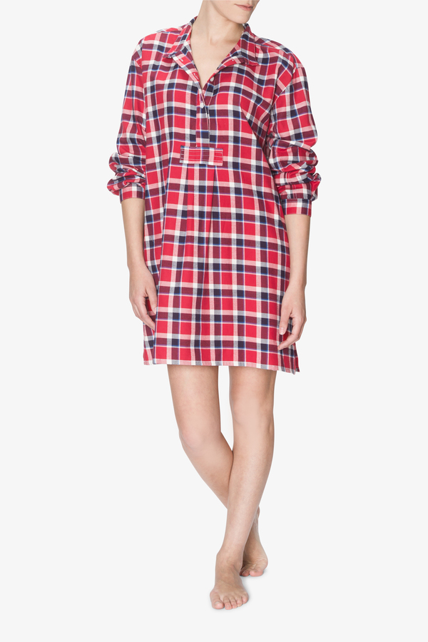 The Sleep Shirt Short Sleep Shirt Navy and Red Plaid The Sleep Shirt Short Sleep Shirt Navy and Red Plaid