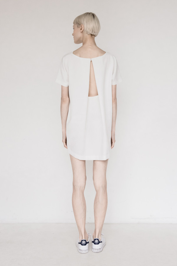 KAAREM Polyester Open Back Dress - White KAAREM Polyester Open Back Dress - White