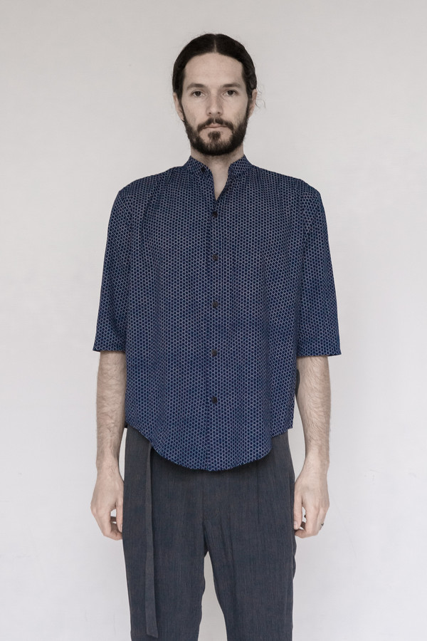 Assembly New York Printed Noncollar Shirt - Star Assembly New York Printed Noncollar Shirt - Star