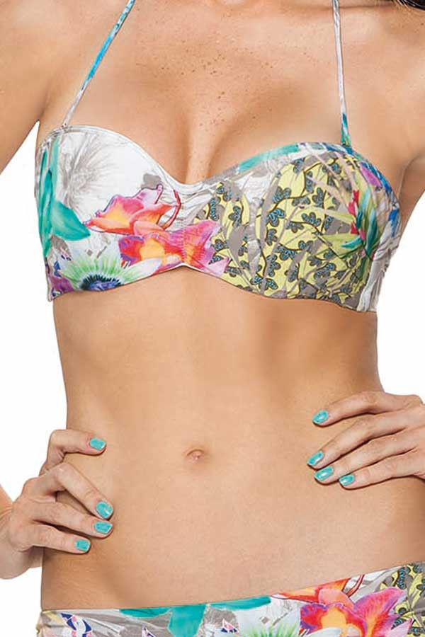 Estivo Floral Grays Beandeau Style Two Piece Top Estivo Floral Grays Beandeau Style Two Piece Top