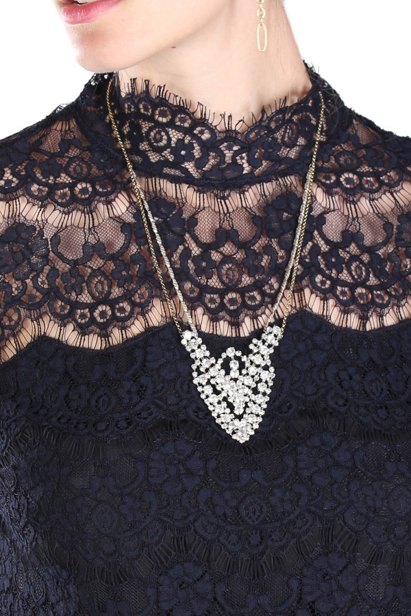 Serefina Jeweled Lace Emblem Necklace Serefina Jeweled Lace Emblem Necklace