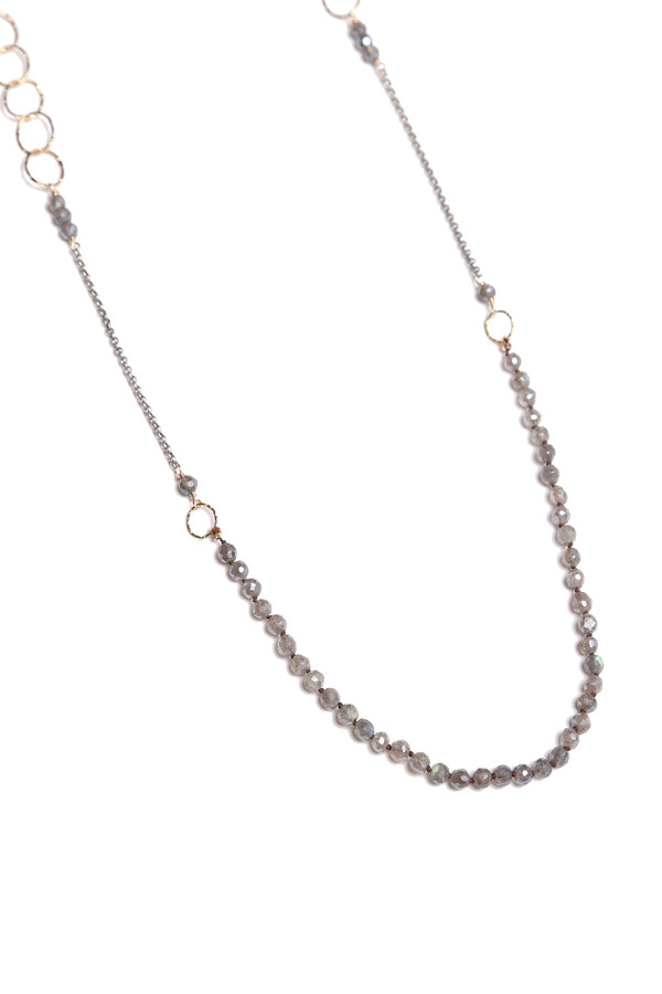 James and Jezebelle Labradorite on Oxidized Chain James and Jezebelle Labradorite on Oxidized Chain
