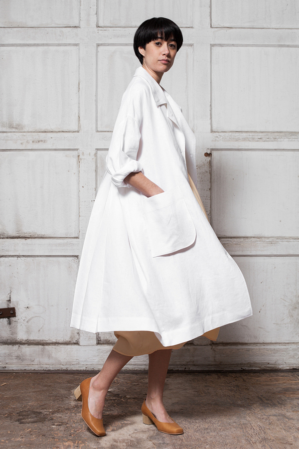 Horses Atelier Button Collar Patch Pocket Coat - white Horses Atelier Button Collar Patch Pocket Coat - white