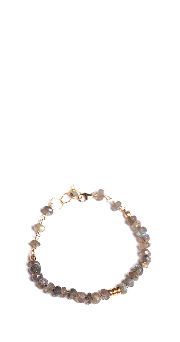James and Jezebelle Labradorite with Gold Beads Bracelet James and Jezebelle Labradorite with Gold Beads Bracelet