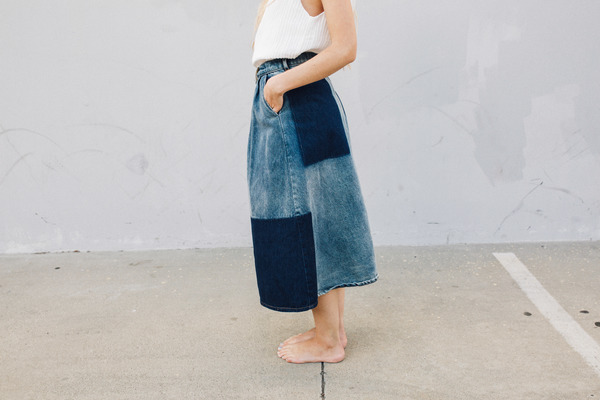 Objects Without Meaning Denim Patch Skirt, Blue Objects Without Meaning Denim Patch Skirt, Blue