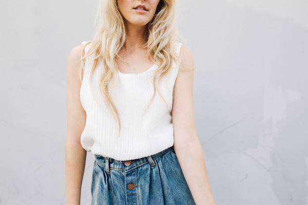 Objects Without Meaning Twist Button Back Top, White Objects Without Meaning Twist Button Back Top, White