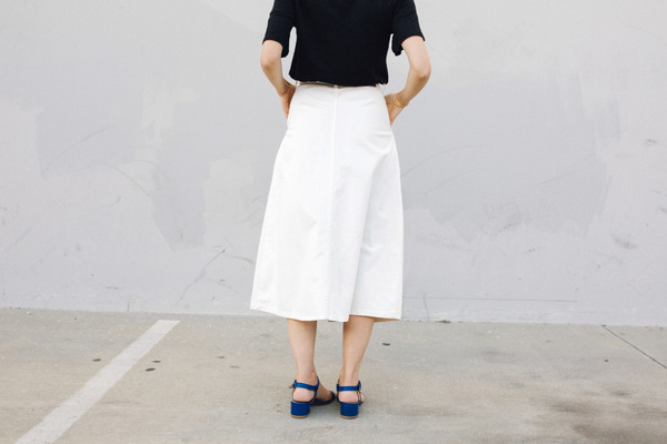 Objects Without Meaning Denim Patch Skirt, White Objects Without Meaning Denim Patch Skirt, White