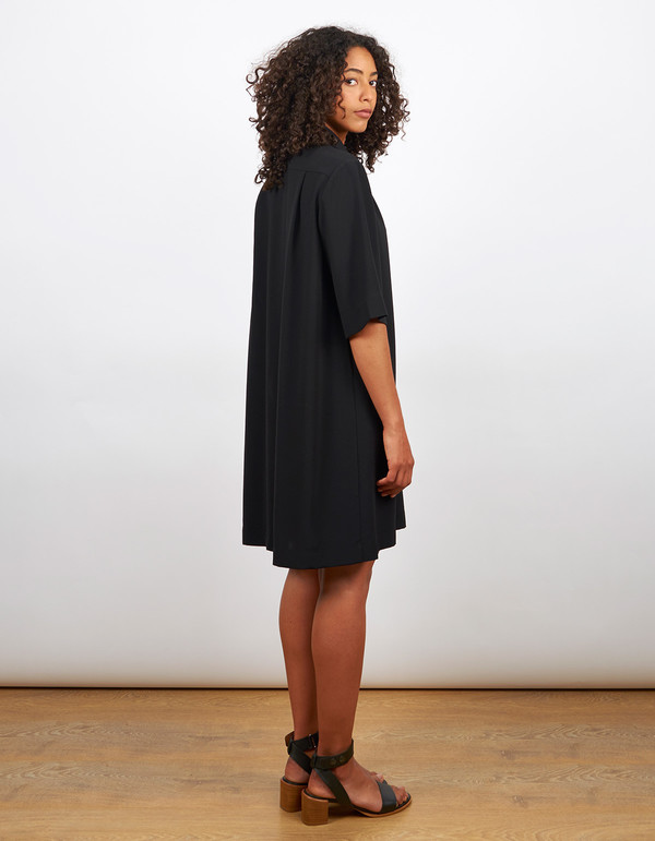 Filippa K Drapey Pull On Shirt Dress Black Filippa K Drapey Pull On Shirt Dress Black