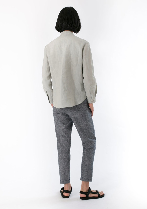GOOD STUDIOS WOMENS HEMP LINEN MANDARIN COLLAR SHIRT GOOD STUDIOS WOMENS HEMP LINEN MANDARIN COLLAR SHIRT