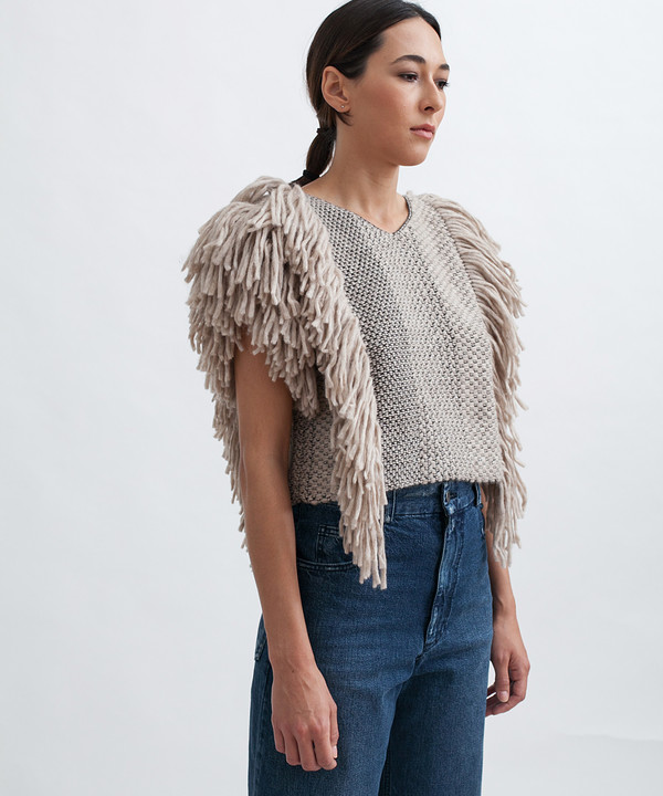Rachel Comey Cropped Fringed Alpaca Vest in Camel Rachel Comey Cropped Fringed Alpaca Vest in Camel