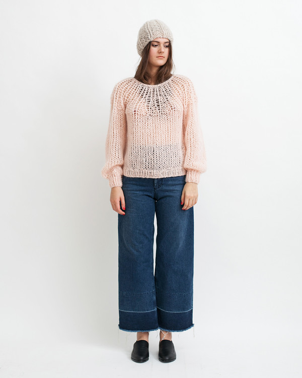 Maiami Mohair Pleated Sweater in Nude Maiami Mohair Pleated Sweater in Nude