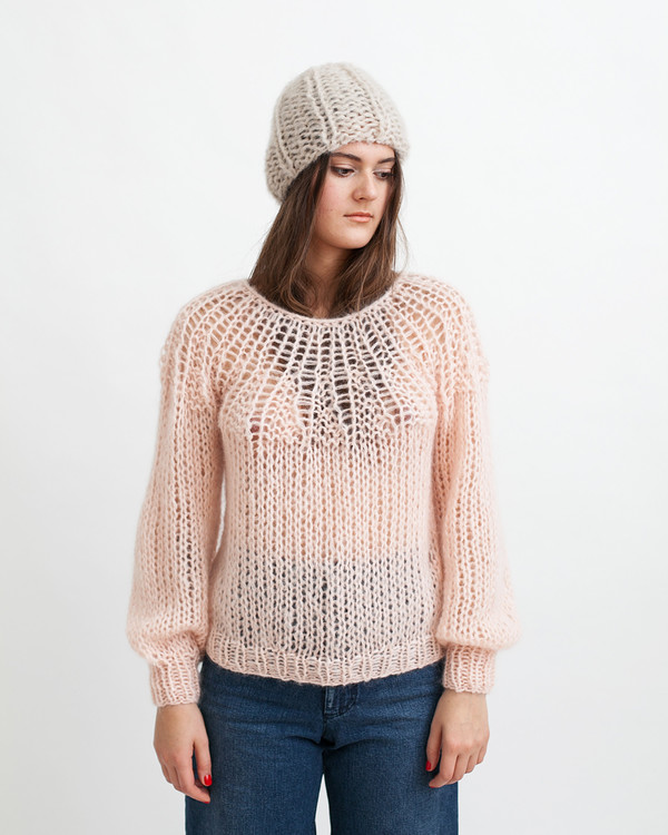 Maiami Mohair Pleated Sweater in Nude Maiami Mohair Pleated Sweater in Nude