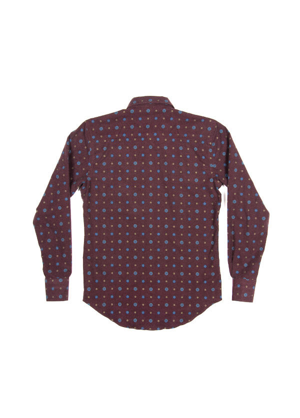 Men's Naked & Famous Denim - Regular Shirt in Printed Sheeting Burgundy Men's Naked & Famous Denim - Regular Shirt in Printed Sheeting Burgundy