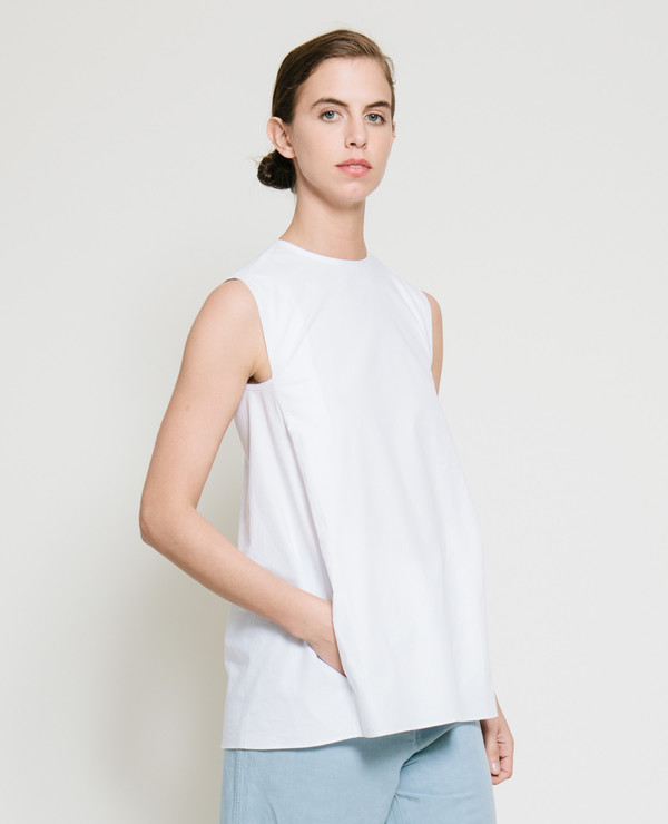 Gary Bigeni Safil Fold Top in White Gary Bigeni Safil Fold Top in White